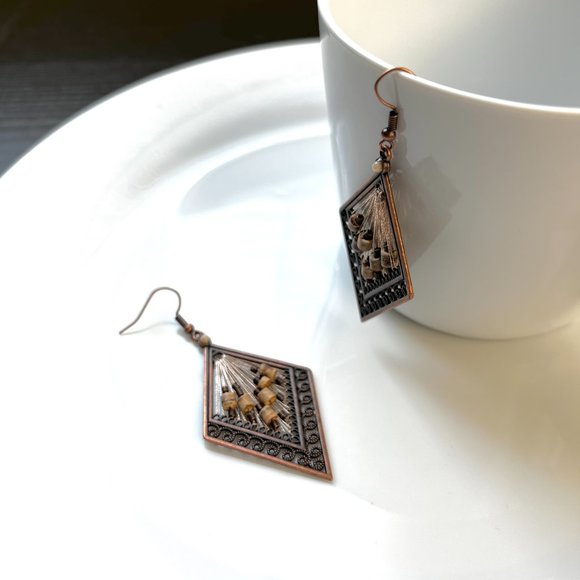 NEW Rhombus Drop Earrings - Picture 2 of 5